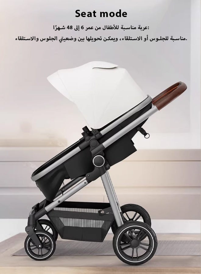 كيديليو عربة أطفال 3 في 1، مقصورة سفر متعددة الوظائف للمواليد الجدد، عربة أطفال قابلة للطي بيد واحدة للرضع، عربة أطفال مرتفعة للأطفال الصغار بعجلات مطاطية، طبق طعام، حصيرة تبريد، ناموسية، وغيرها من الملحقات - Image 2